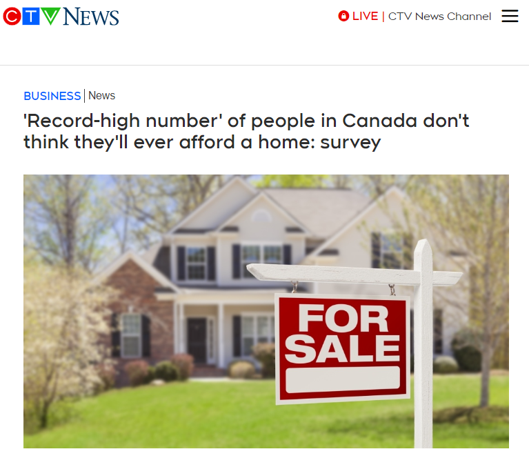 新调查出炉：加拿大认为自己”这辈子都买不起房”的人数创历史新高！