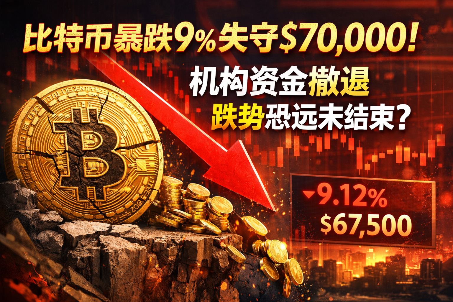 币圈大行情！比特币暴跌9%失守7万美元：机构资金集体撤退，跌势或远未结束？