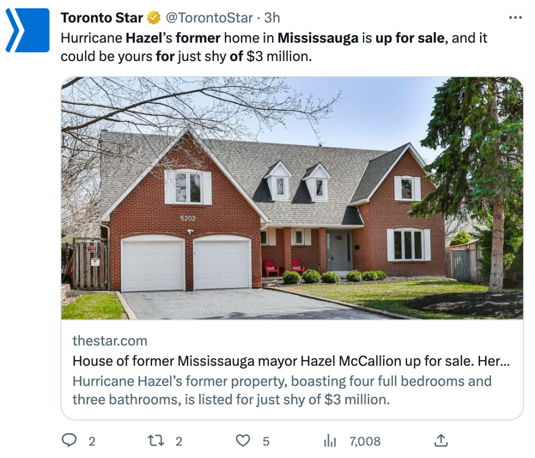 加拿大“传奇市长”麦考莲故居出售！挂牌价300万