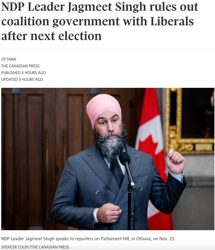 NDP：下次大选不会与自由党组成联合政府！特鲁多这样回应