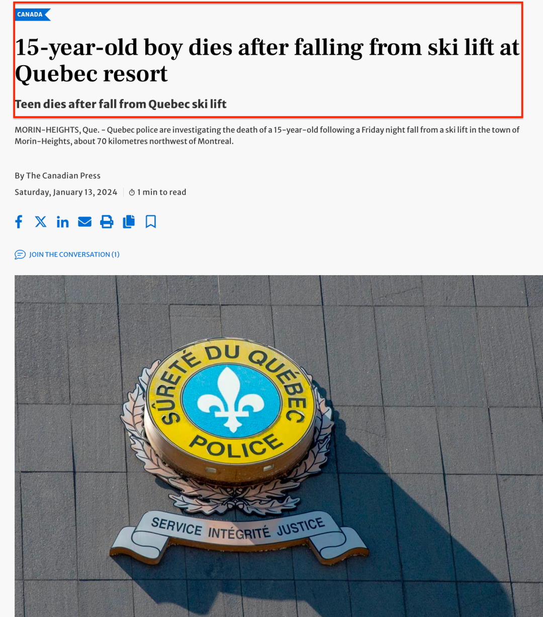 加拿大滑雪度假村，15岁少年缆车上摔下惨死！酒店内5岁儿童重伤身亡