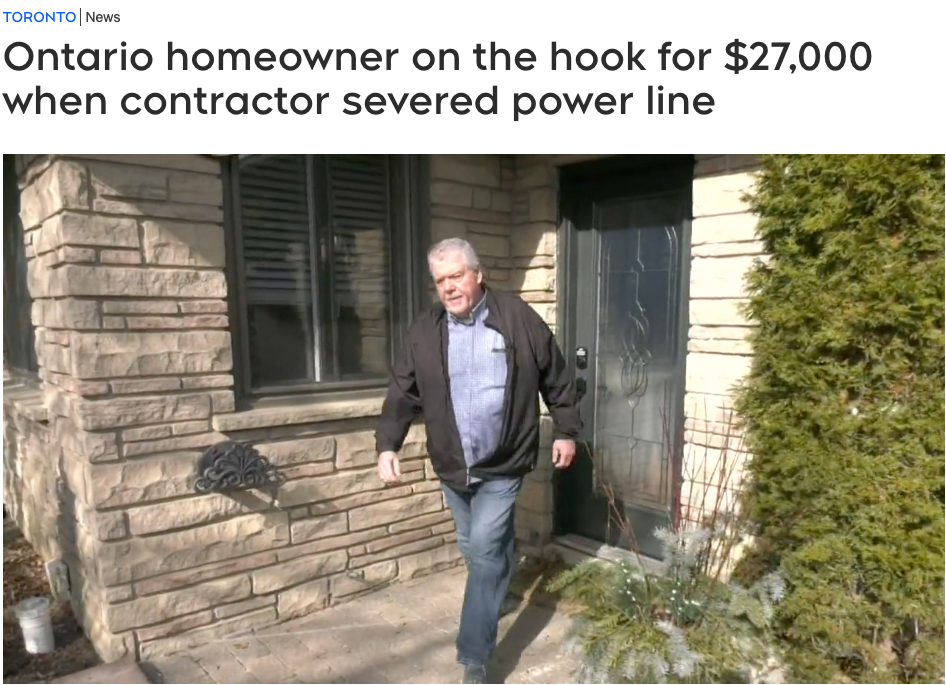 大多伦多男子在家房子建新车库，承包商却挖断电缆，结果惨了