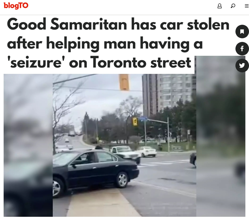 彻底傻眼！好心人在多伦多街头救晕倒的人！一转身车被抢了