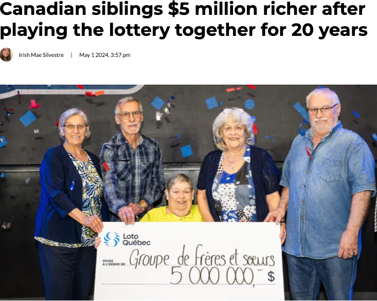 加拿大五兄妹一起买彩票20年，一夜暴富500万！立即买房子搬家